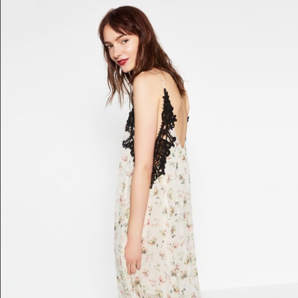 Zara studio floral crochet maxi dress